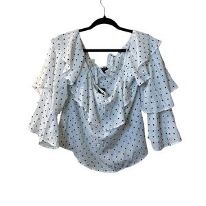 Express Polkadot Ruffled Blouse Sz M